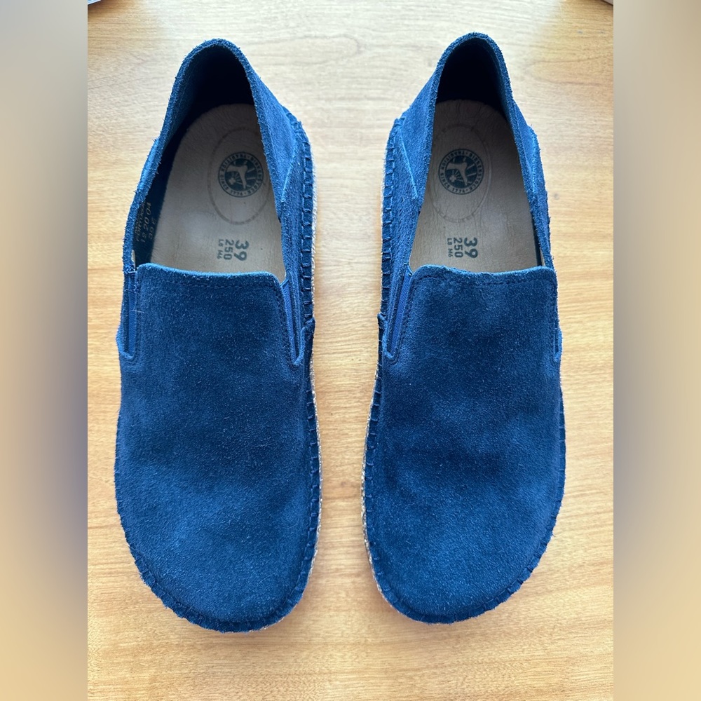 Birkenstock Navy Blue Suede Slip-On Flats